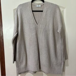 VINCE V-Neck Yak/Wool Blend Sweater Cream/Light Brown  Oatmeal Women's Size XS